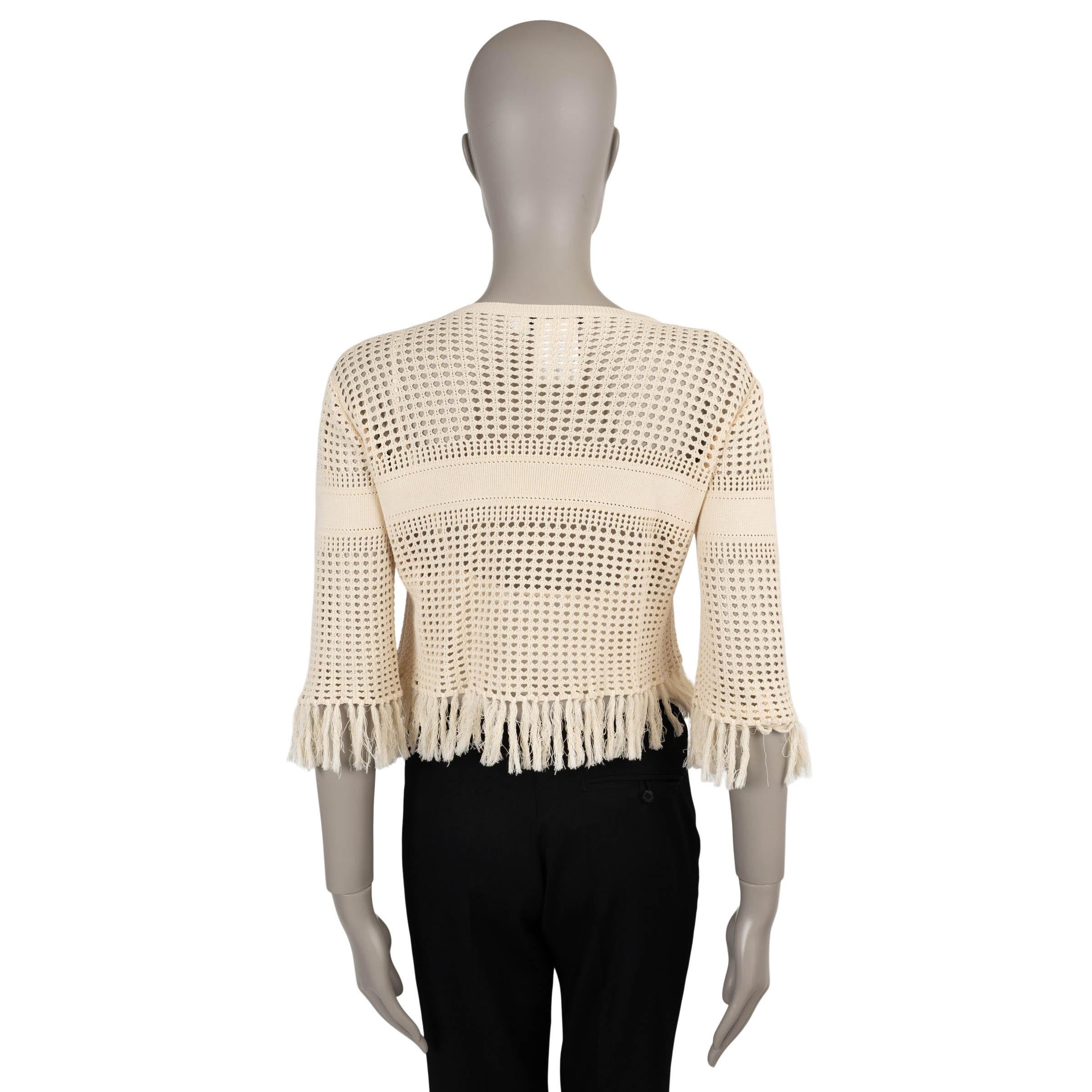 Beige Pull croisé en coton beige 2021 FRINGE TRIM 40 M CHRISTIAN DIOR en vente