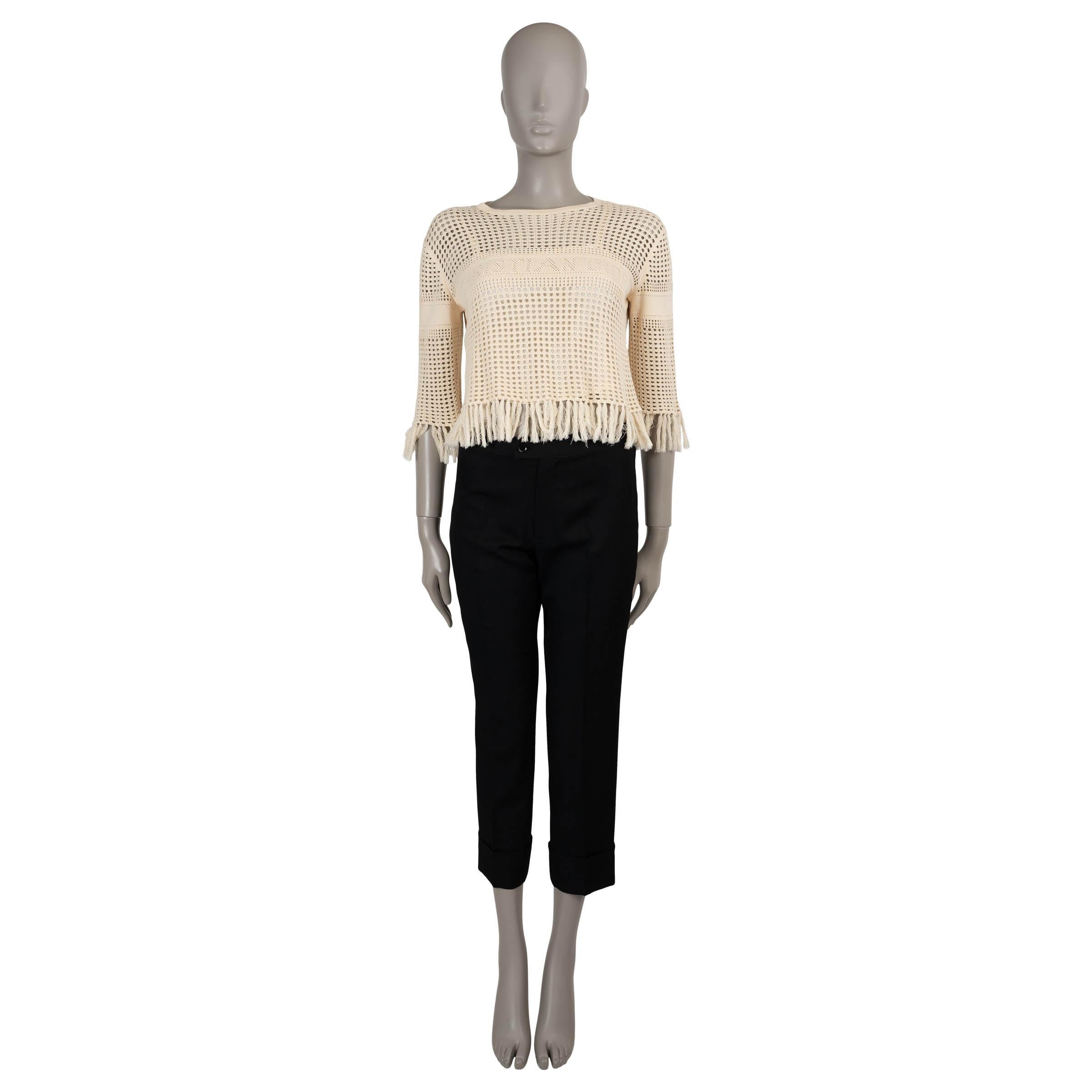 Pull croisé en coton beige 2021 FRINGE TRIM 40 M CHRISTIAN DIOR Pour femmes en vente