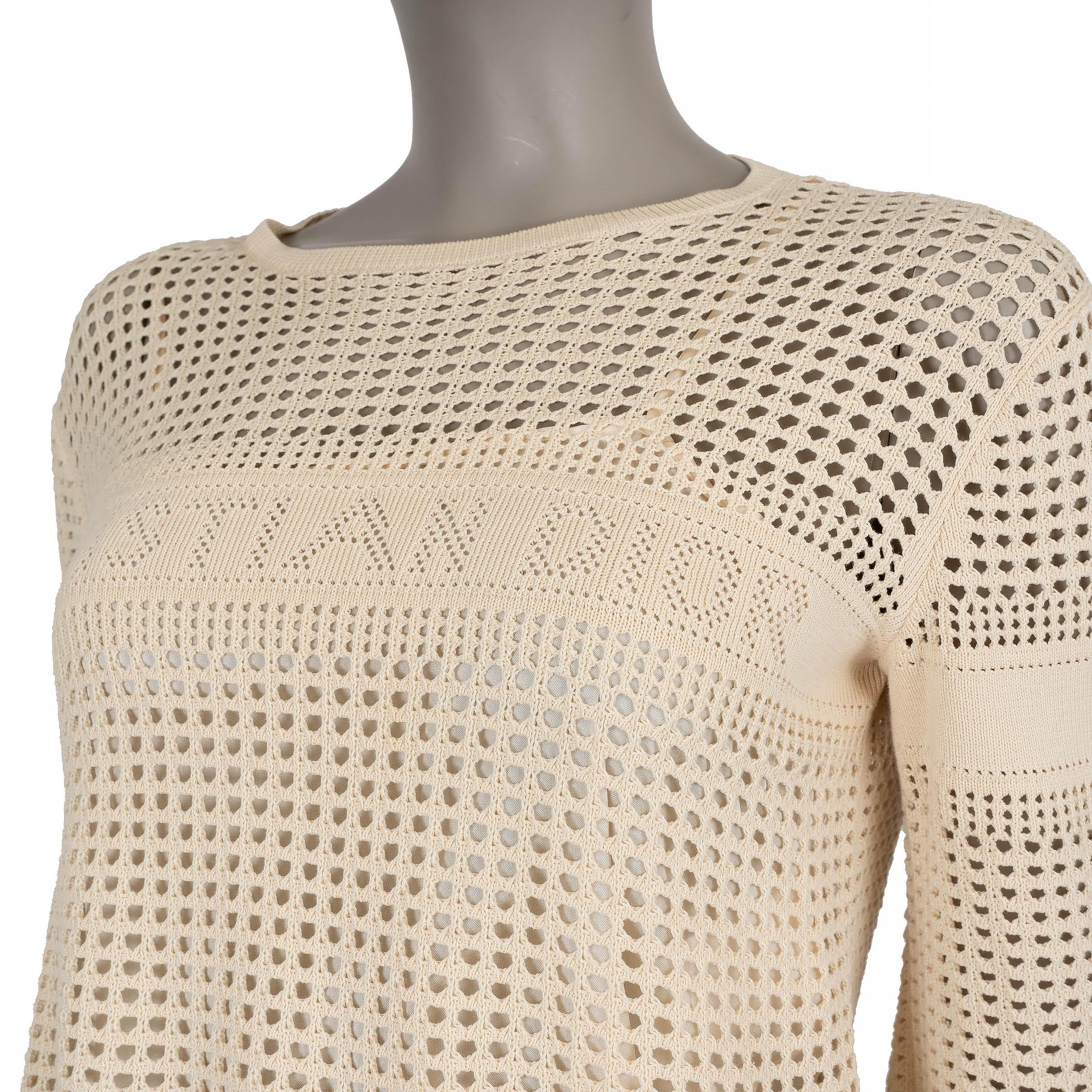 Pull croisé en coton beige 2021 FRINGE TRIM 40 M CHRISTIAN DIOR en vente 1