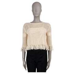 CHRISTIAN DIOR cotone beige 2021 FRINGE TRIM CROPPED Maglione 40 M.