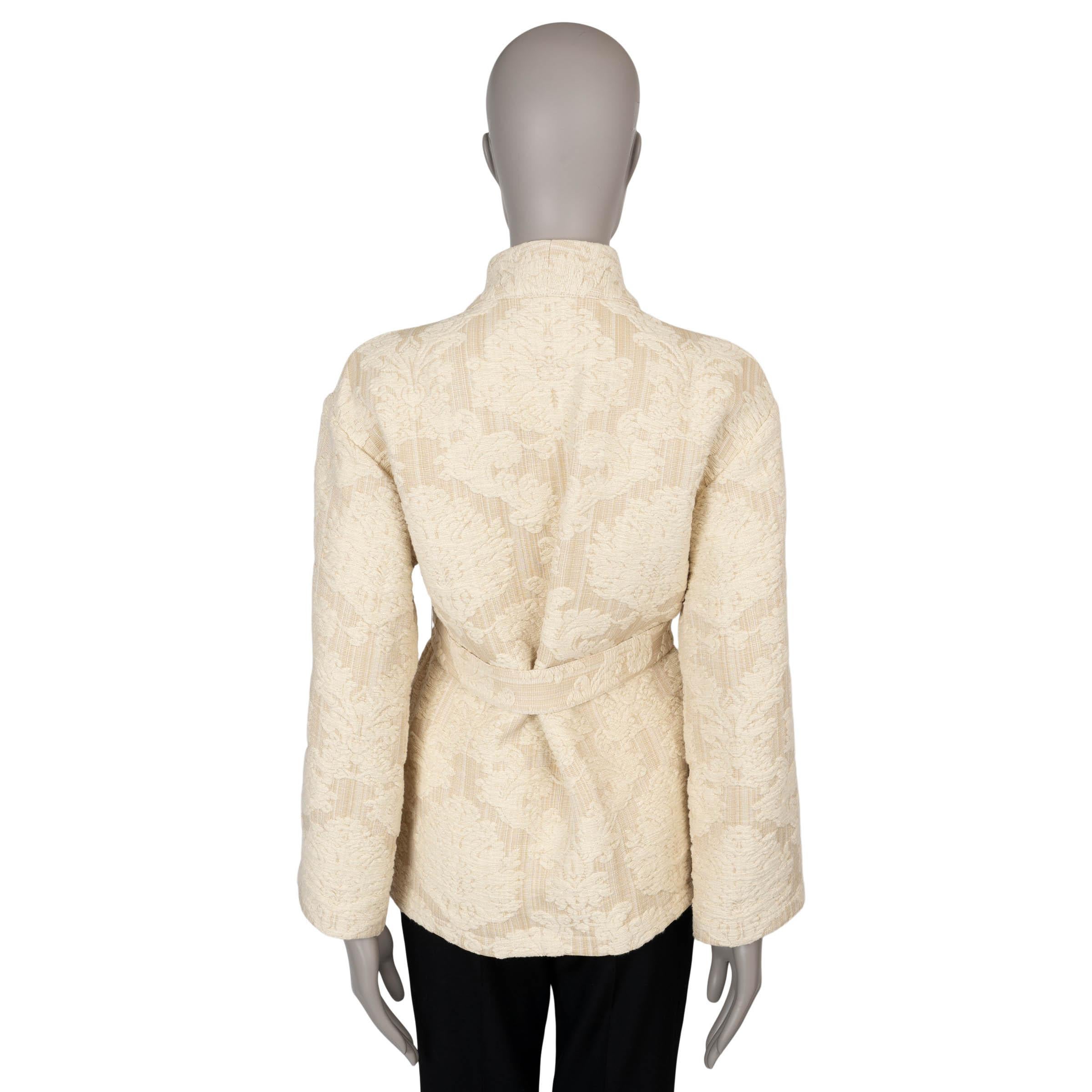 Beige CHRISTIAN DIOR beige cotton 2023 DAMASK OVERSIZED KIMONO Jacket 34 XS For Sale