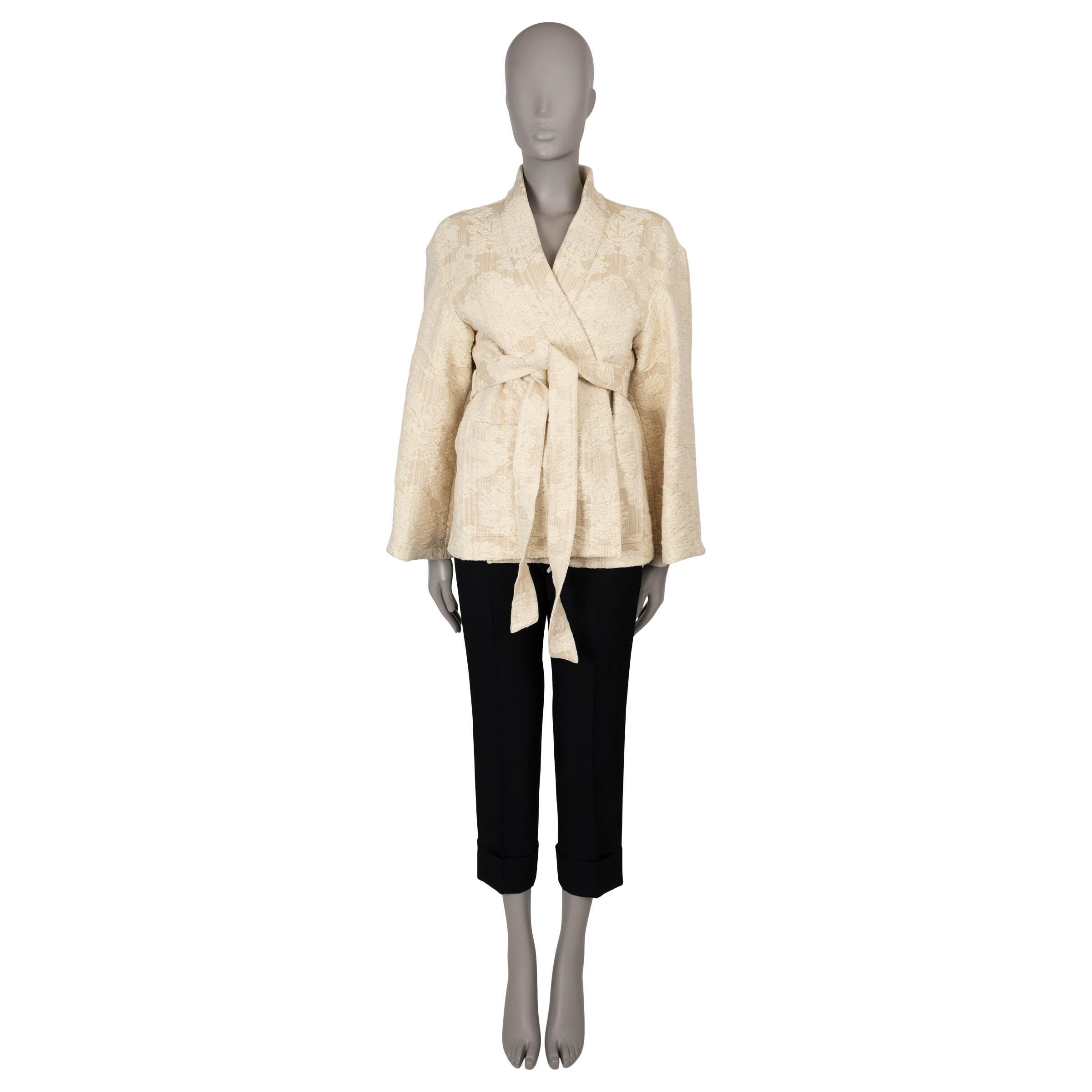 Women's CHRISTIAN DIOR beige cotton 2023 DAMASK OVERSIZED KIMONO Jacket 34 XS For Sale