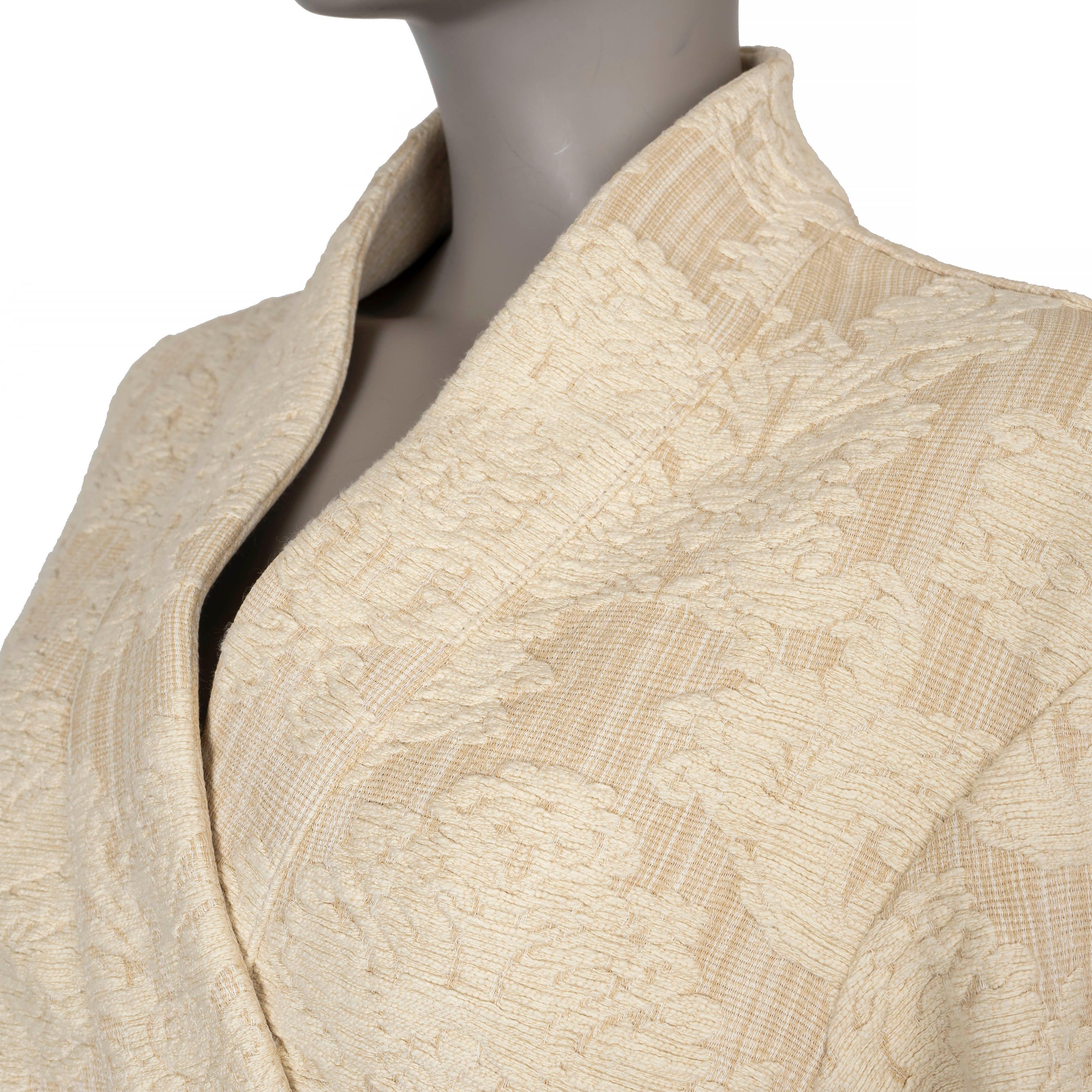CHRISTIAN DIOR beige cotton 2023 DAMASK OVERSIZED KIMONO Jacket 34 XS For Sale 1