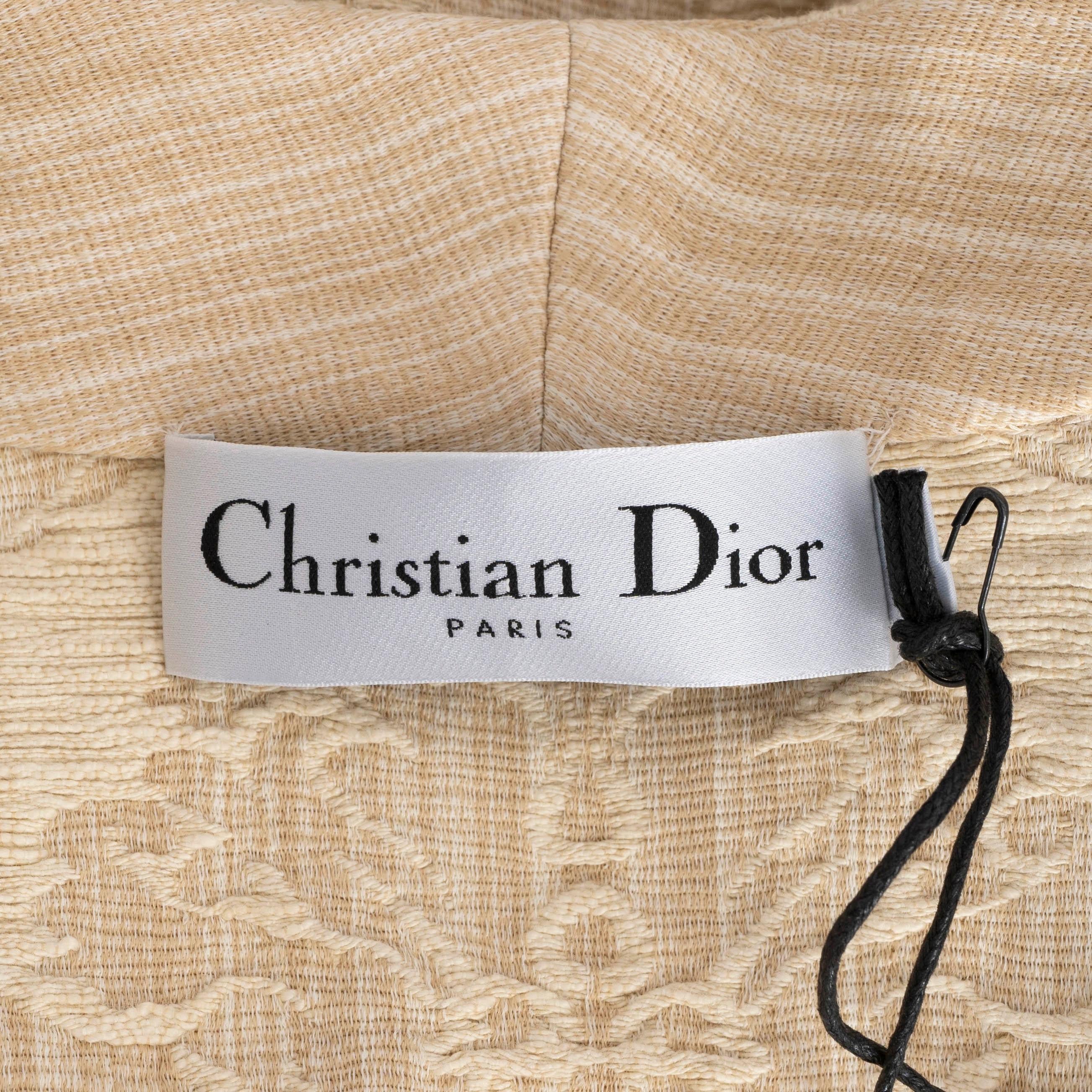 CHRISTIAN DIOR beige cotton 2023 DAMASK OVERSIZED KIMONO Jacket 34 XS For Sale 2