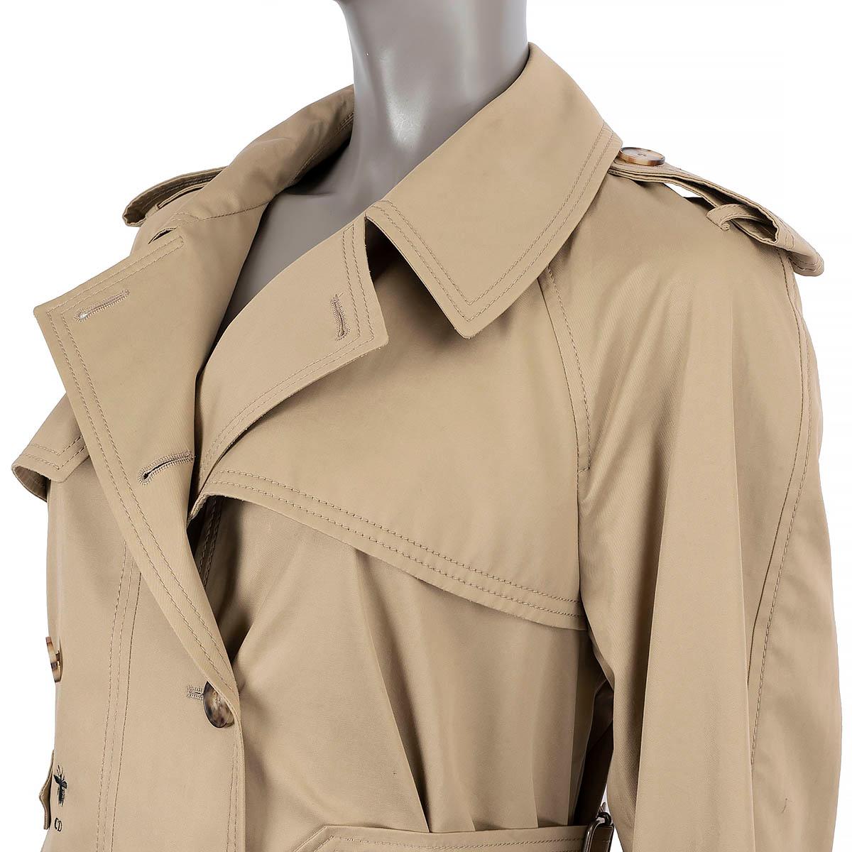 Women's CHRISTIAN DIOR beige cotton 30 MONTAIGNE GABERDINE TRENCH Coat Jacket 38 S