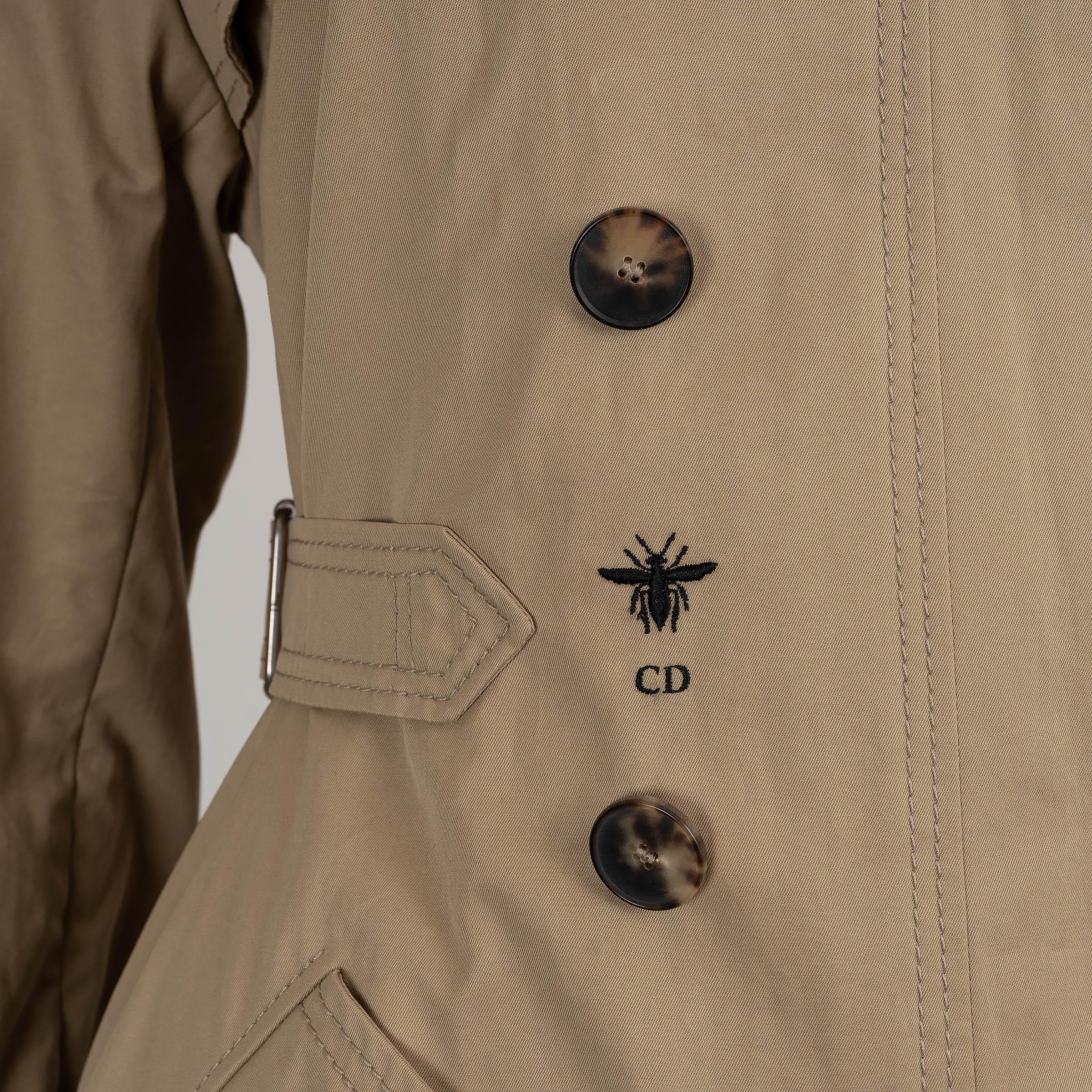 CHRISTIAN DIOR cotone beige 30 MONTAIGNE GABERDINE TRENCH Cappotto Giacca 38 S in vendita 2