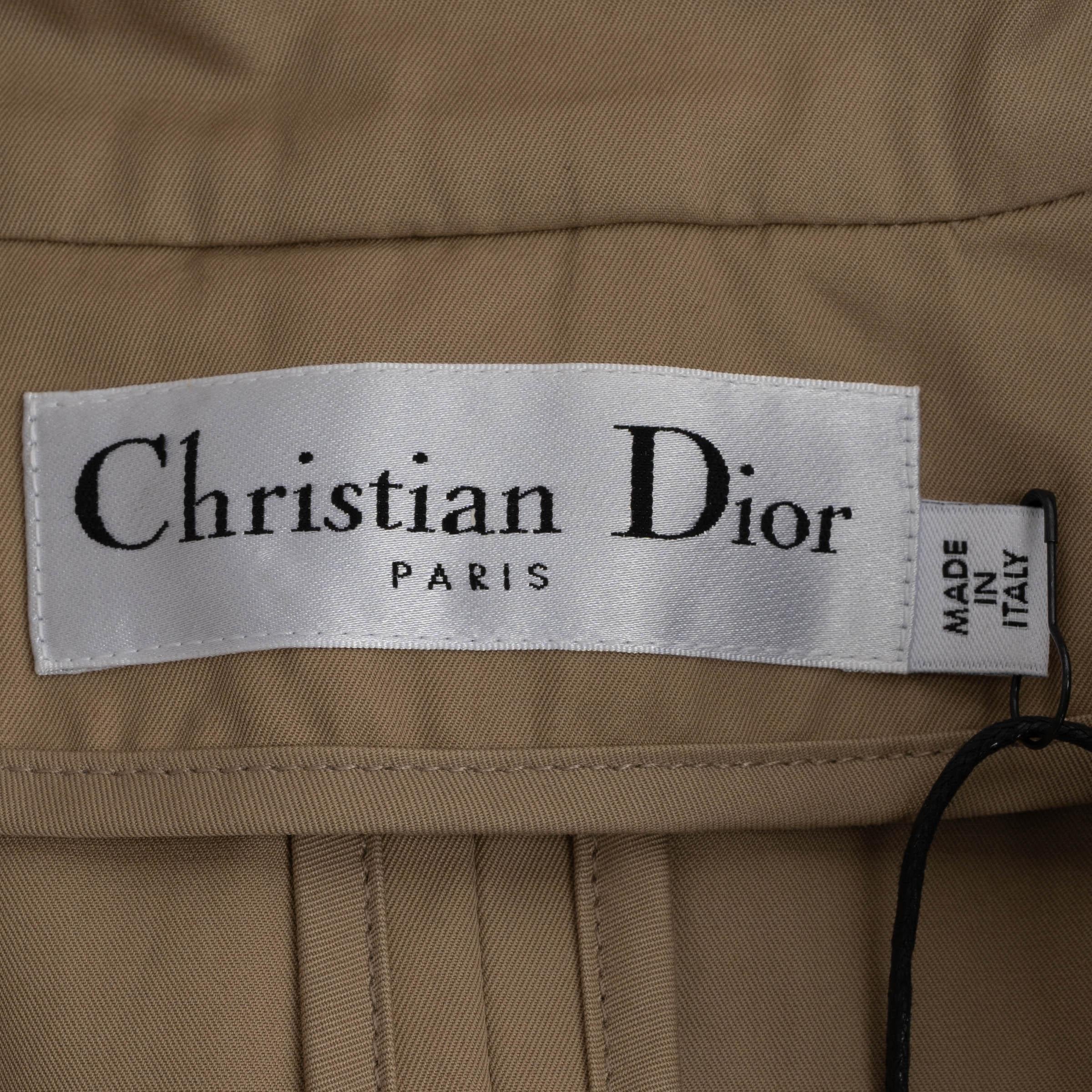 CHRISTIAN DIOR cotone beige 30 MONTAIGNE GABERDINE TRENCH Cappotto Giacca 38 S in vendita 3
