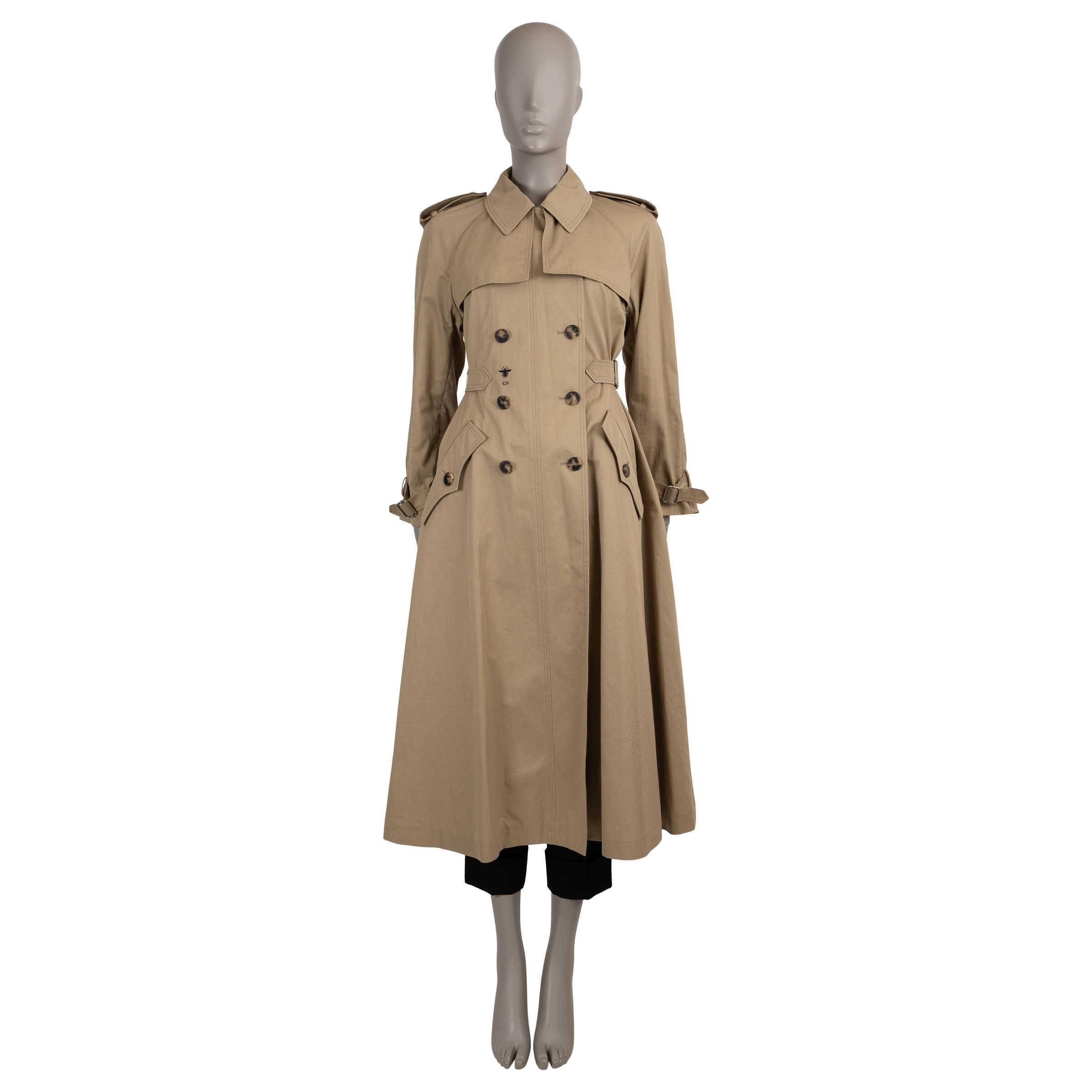 CHRISTIAN DIOR cotone beige 30 MONTAIGNE GABERDINE TRENCH Cappotto Giacca 38 S