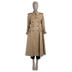 CHRISTIAN DIOR cotone beige 30 MONTAIGNE GABERDINE TRENCH Cappotto Giacca 38 S