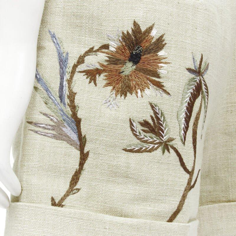CHRISTIAN DIOR beige cotton linen Dandelion floral embroidery cuffed shorts FR38 For Sale 3