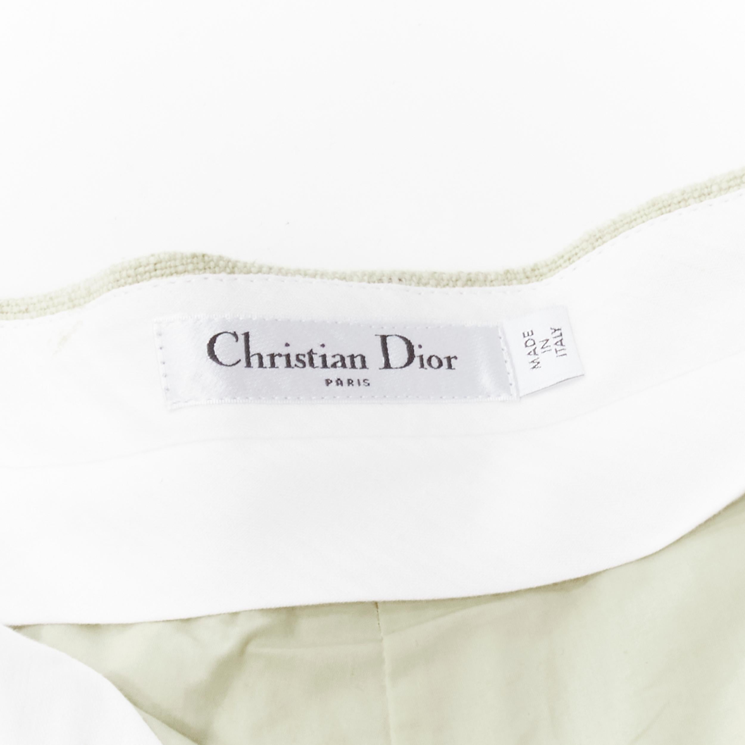CHRISTIAN DIOR - Short beige en coton et lin avec broderie florale et manches bouffantes FR38 en vente 5