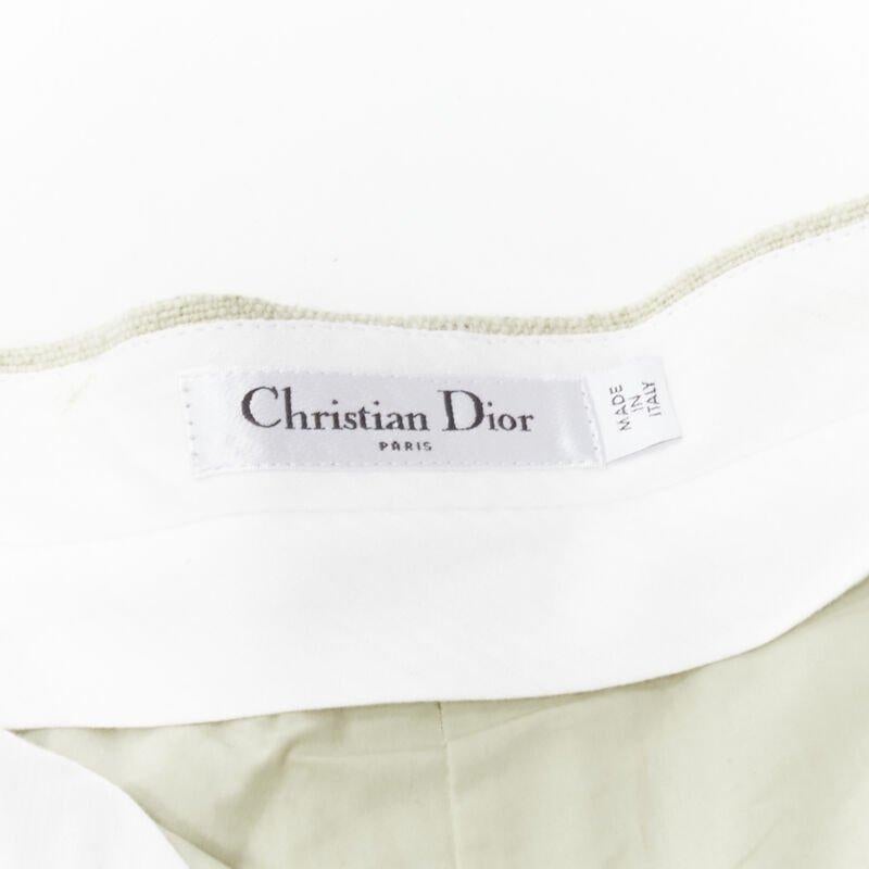CHRISTIAN DIOR beige cotton linen Dandelion floral embroidery cuffed shorts FR38 For Sale 4