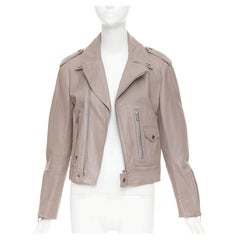 CHRISTIAN DIOR – Beigefarbene Bikerjacke aus handbemaltem Ziegenleder mit Phoenix-Motiv und Reißverschluss, Größe FR38 M