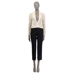 CHRISTIAN DIOR beige LACE FUR COLLAR Cardigan Sweater XS