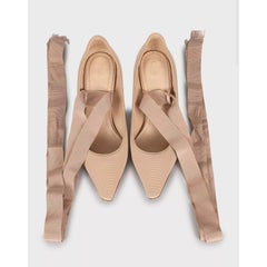 Christian Dior Beige Lace-Up Heels Size 35.5