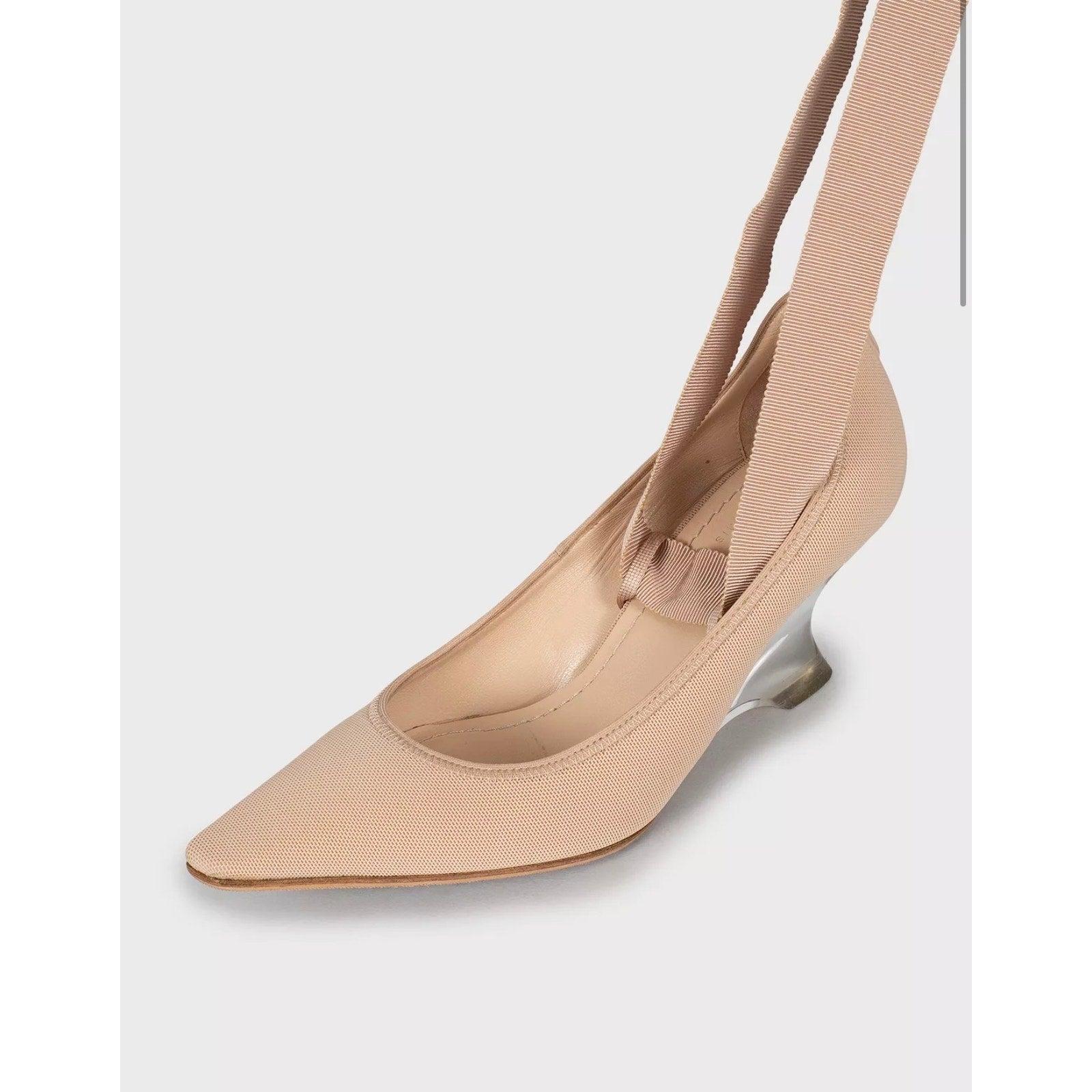 Christian Dior Beige Lace-Up Heels Size 35.5 In Good Condition For Sale In Krakow, PL