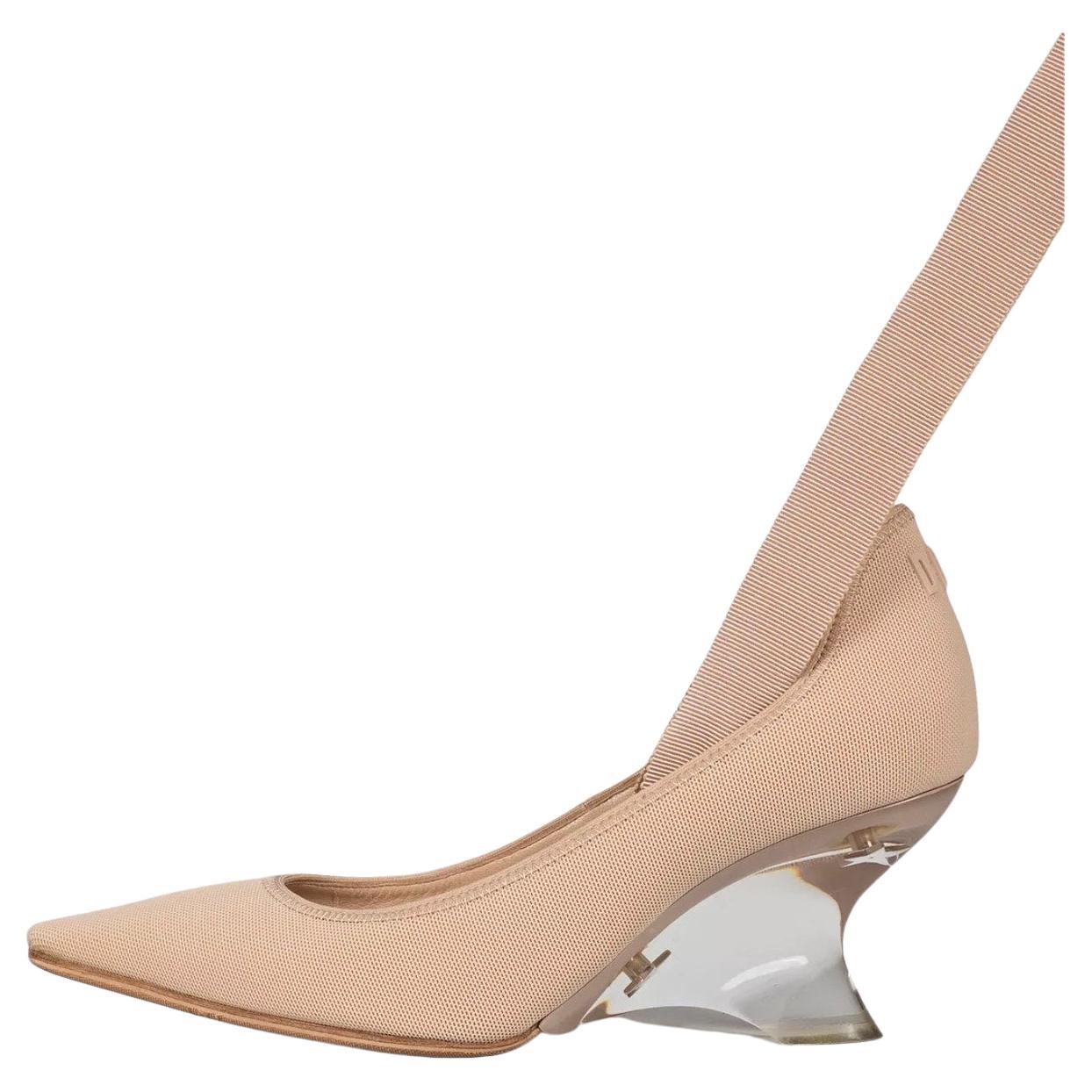 Christian Dior Beige Lace-Up Heels Size 35.5