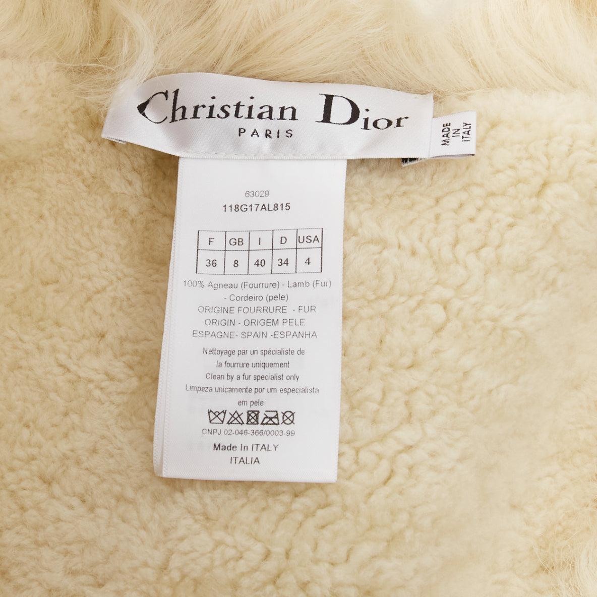 CHRISTIAN DIOR beige lambskin shearling fur CD bee logo vest jacket FR34 XS 5