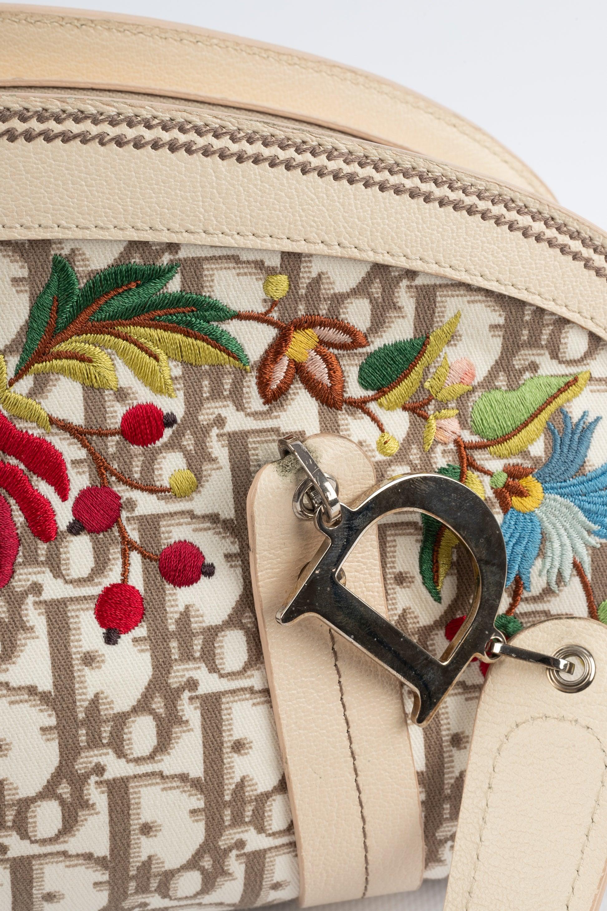 Christian Dior Beige Leather Bag with Monogrammed Fabric, 2005 1