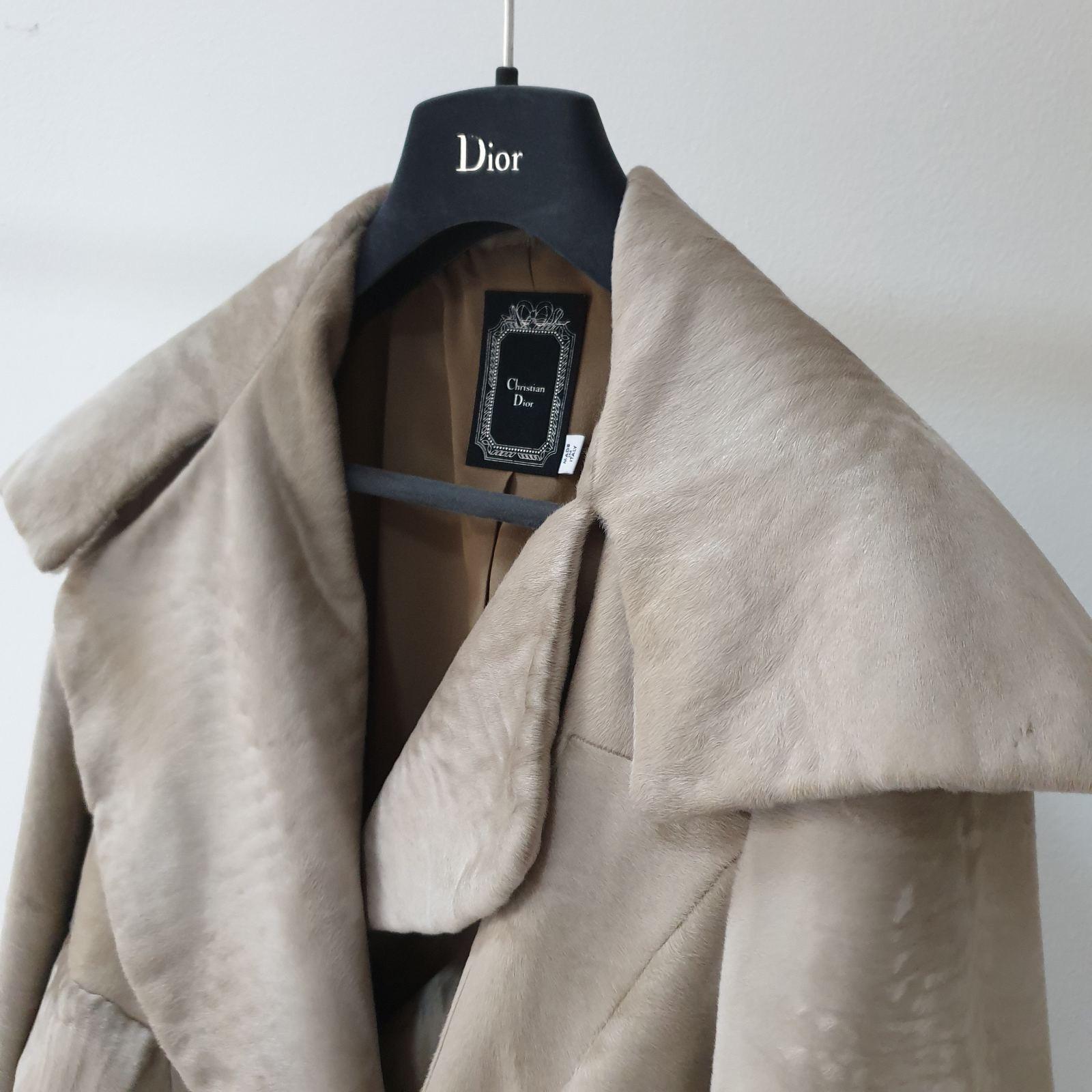 Women's Christian Dior Beige Leather Fox Trimmed Jacket For Sale