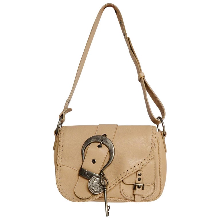 Christian Dior Beige Leather Saddle Bag For Sale at 1stDibs