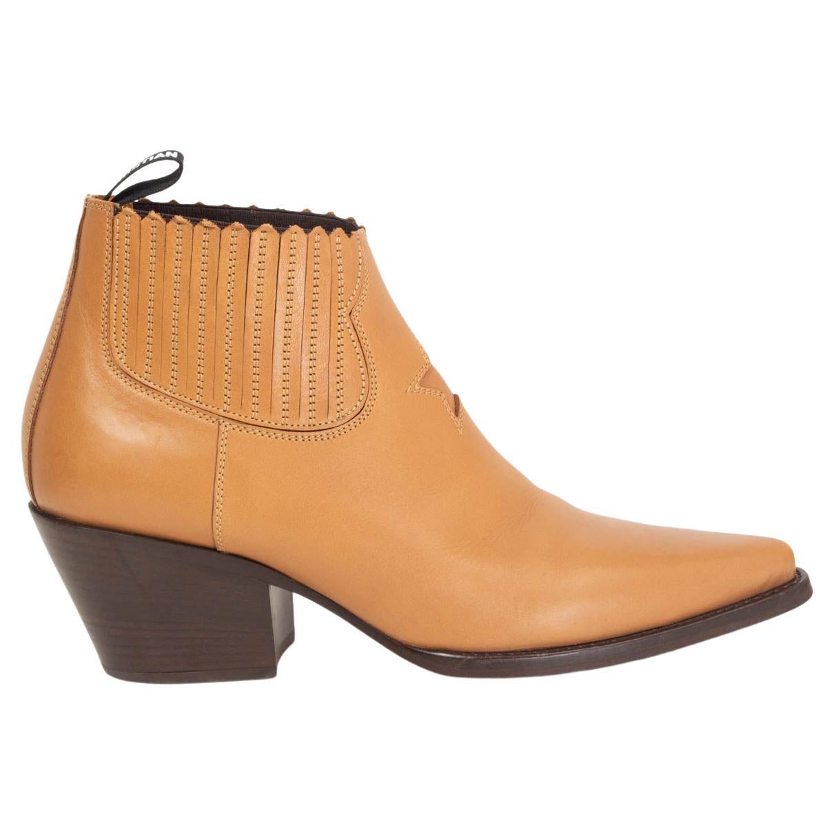 CHRISTIAN DIOR Bottines STAR COWBOY en cuir beige 38