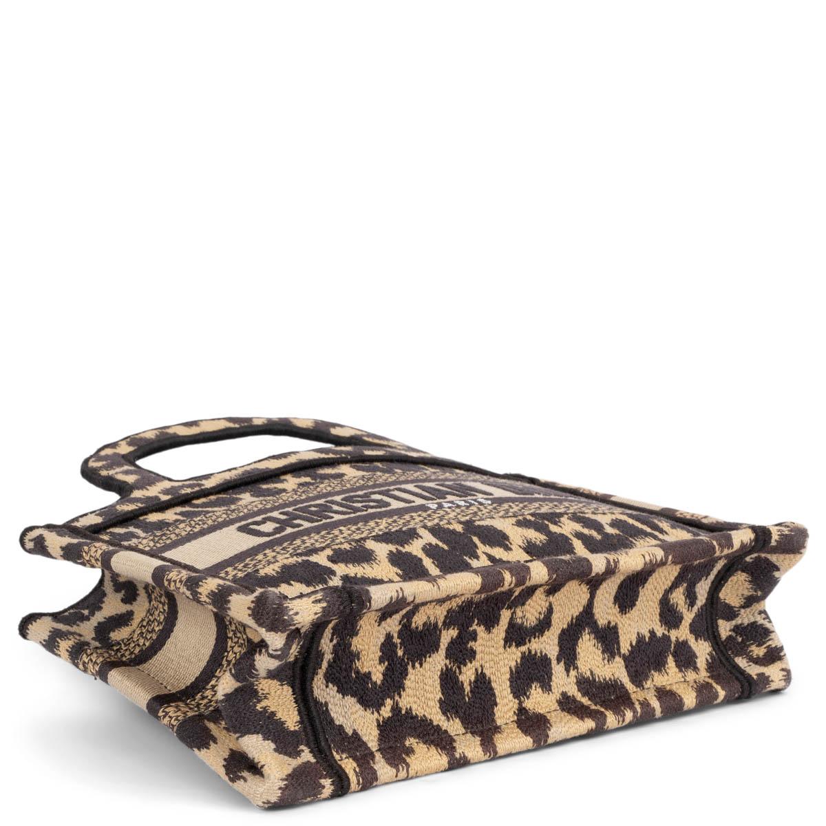 Women's CHRISTIAN DIOR beige LEOPARD MIZZA canvas MINI BOOK Tote Bag