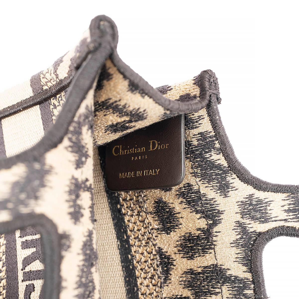 CHRISTIAN DIOR beige LEOPARD MIZZA canvas MINI BOOK Tote Bag 2