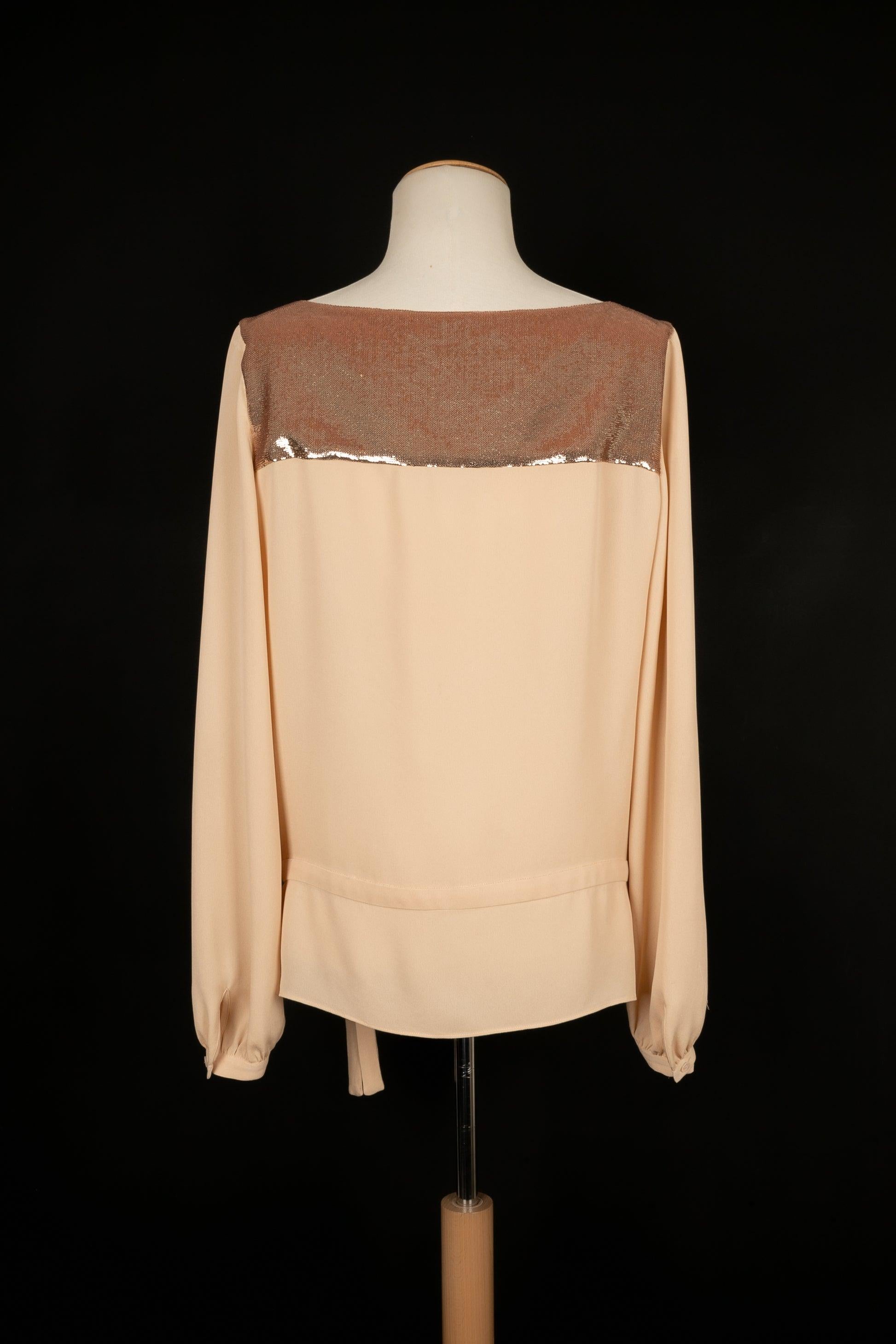 Christian Dior Beige Long-Sleeve Top In Good Condition For Sale In SAINT-OUEN-SUR-SEINE, FR