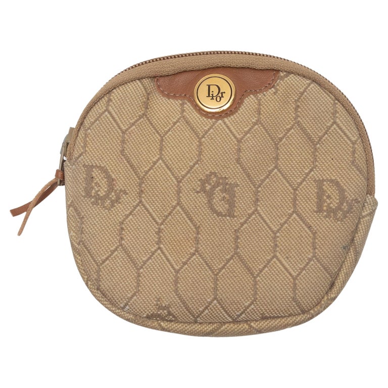 Christian Dior Beige Monogram Coin Purse For Sale at 1stDibs