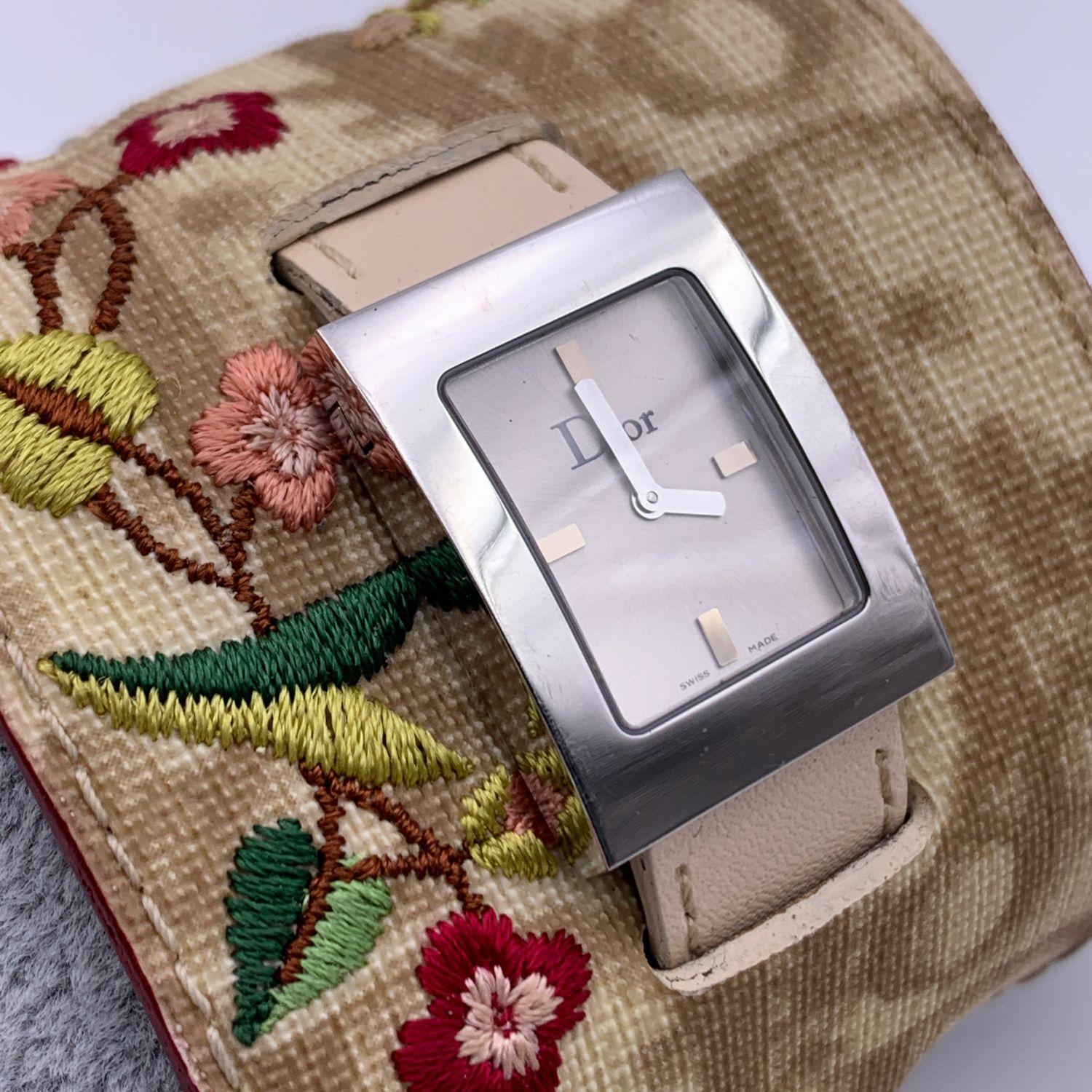 Women's Christian Dior Beige Monogram Stainless Steel Wrist Watch D78 109