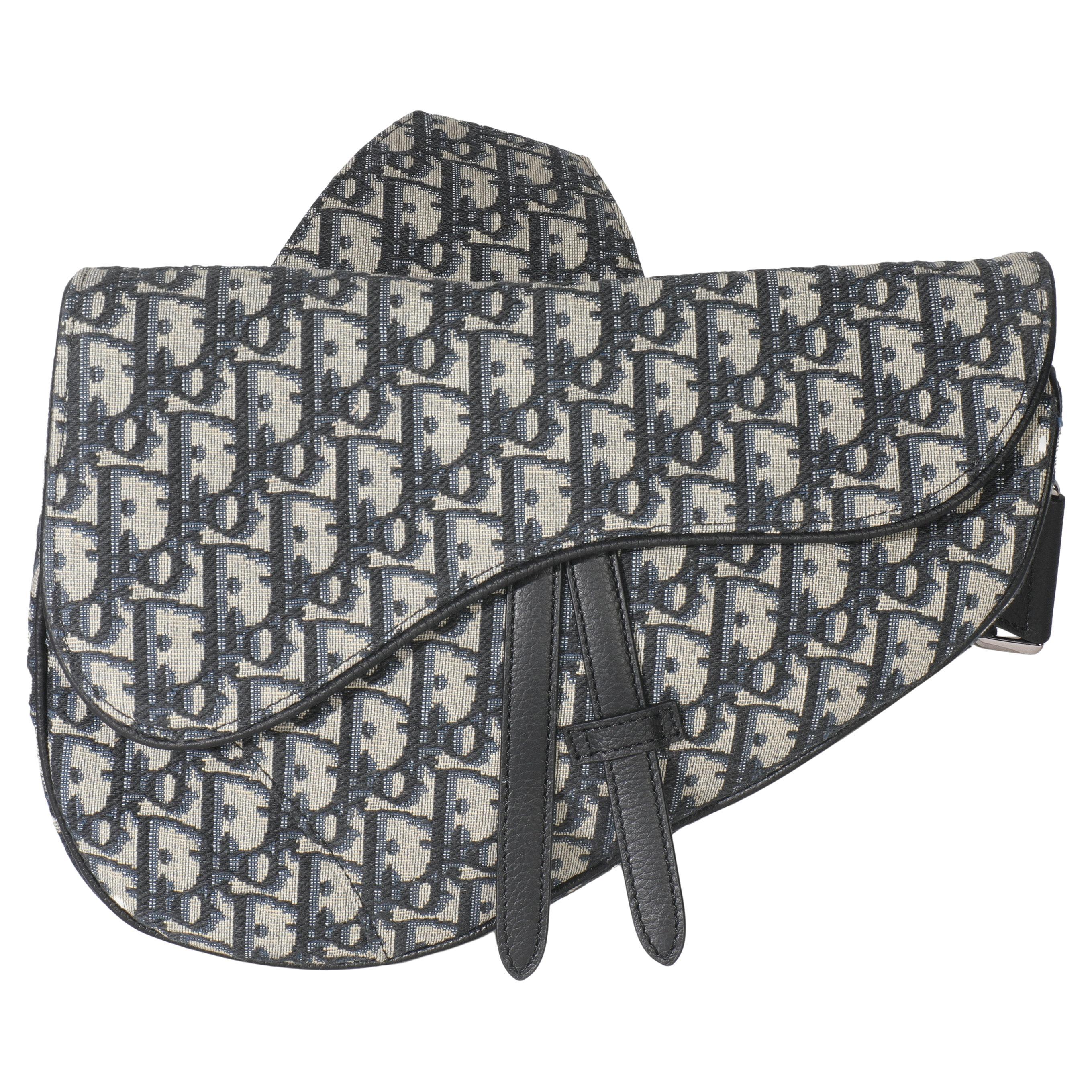 Christian Dior Borsa in tela jacquard beige navy in vendita