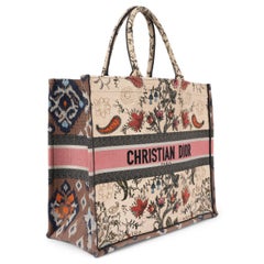 CHRISTIAN DIOR beige pink 2021 FLORAL LARGE BOOK Tote Bag