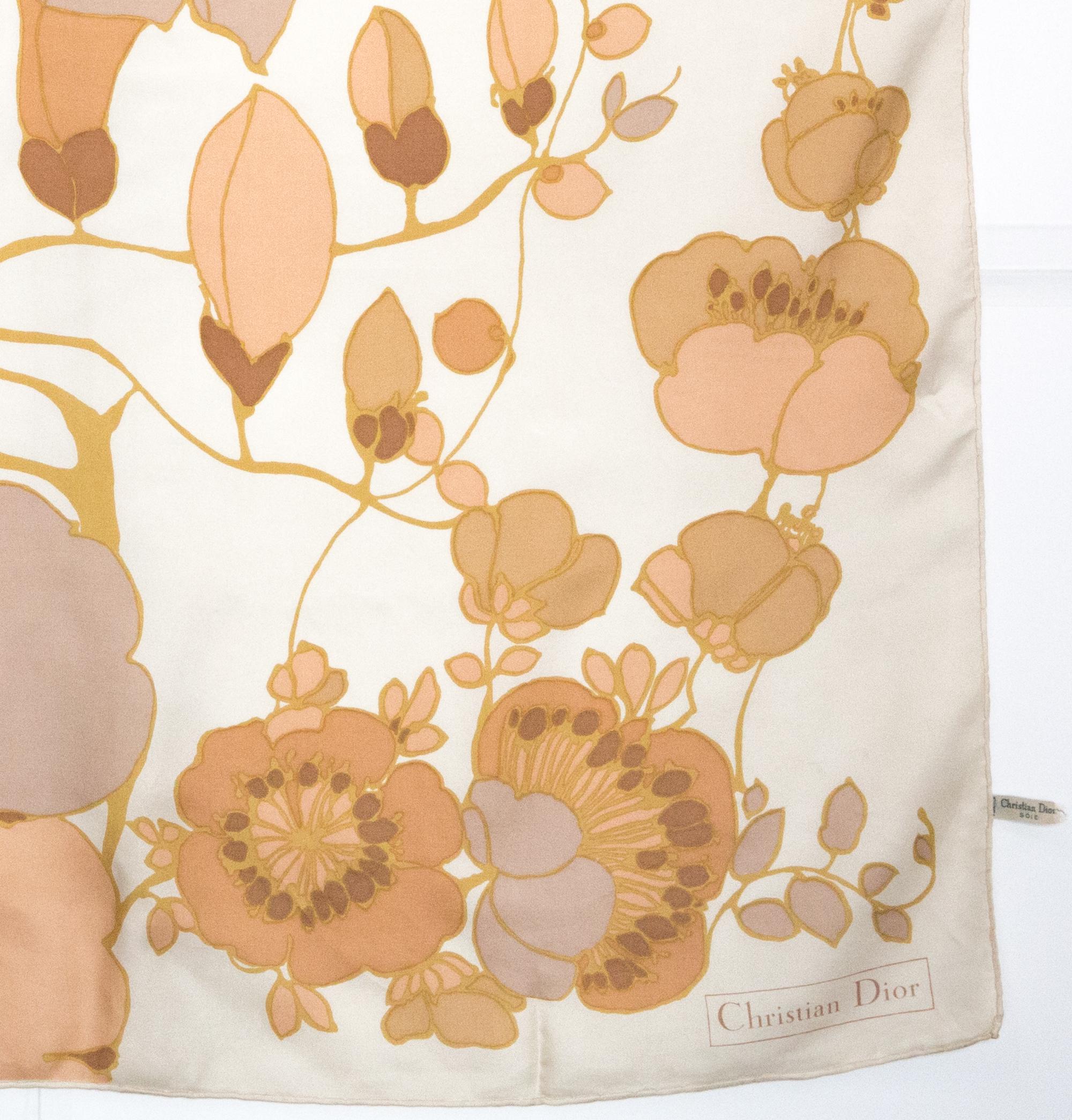 Christian Dior Beige Silk Scarf 2