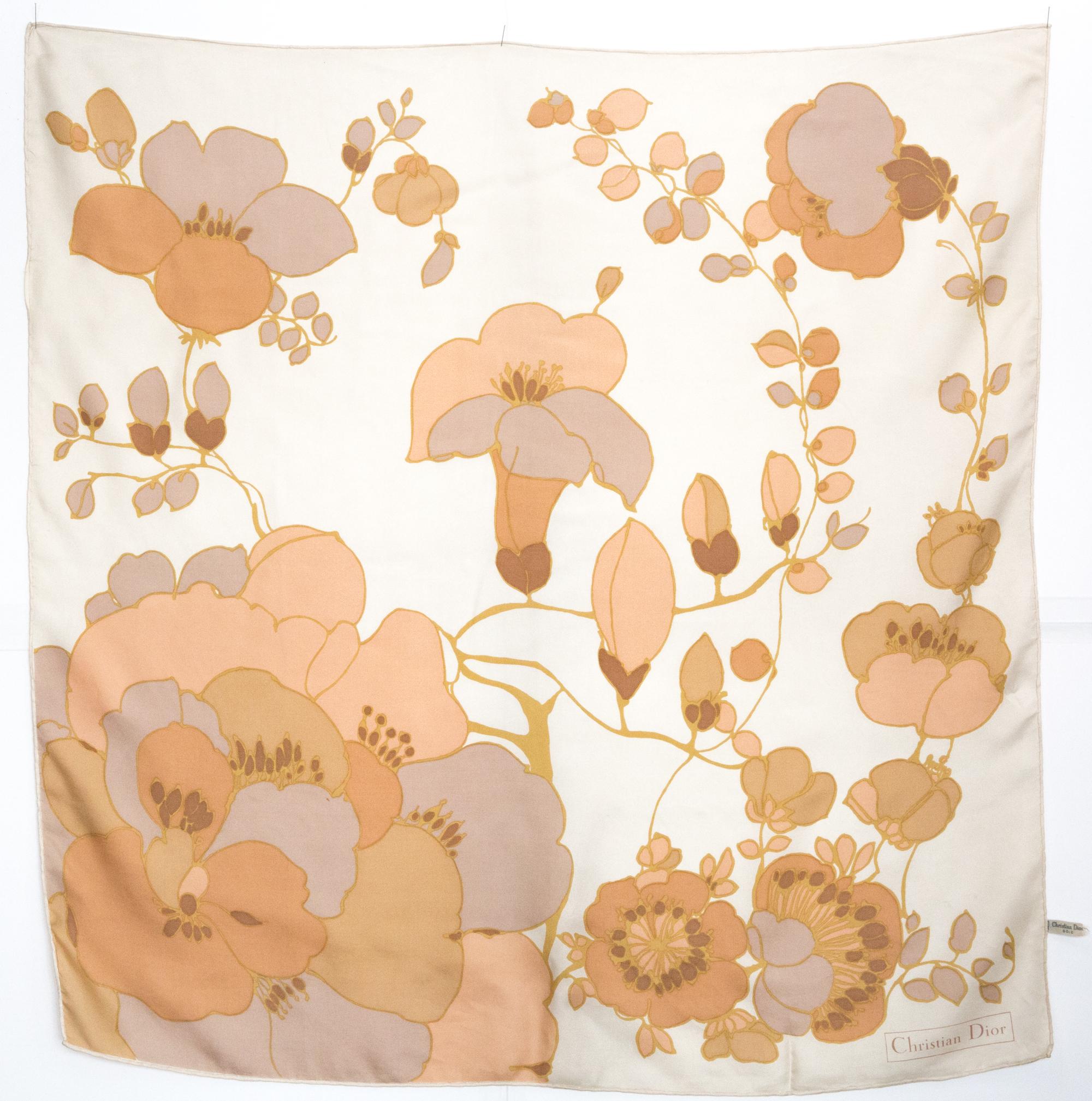 Christian Dior Beige Silk Scarf 3