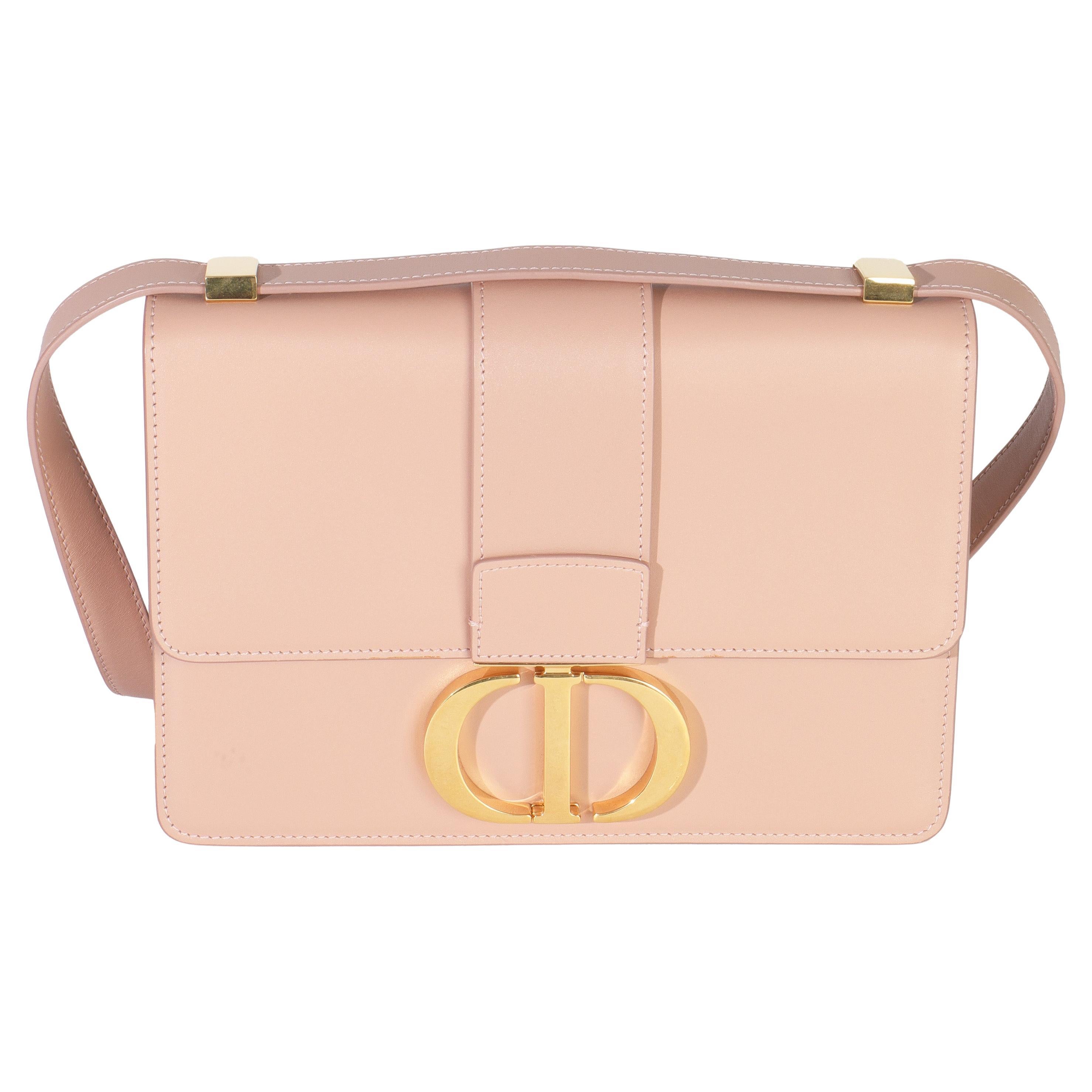 Christian Dior Borsa Montaigne 30 in pelle di vitello liscia beige con patta in vendita