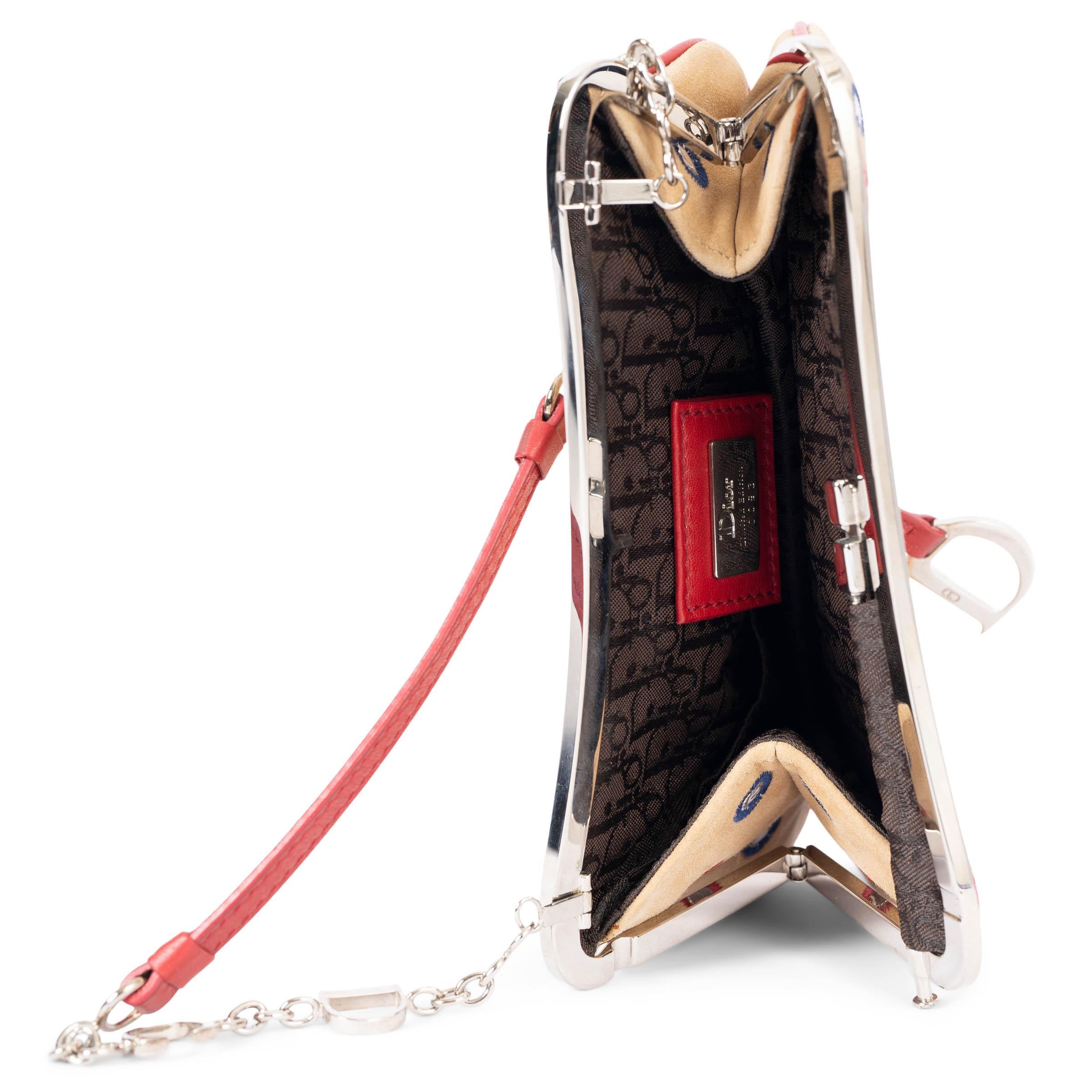 CHRISTIAN DIOR beige suede 2003 EMBROIDERED MINI SADDLE Bag LTD ED 1
