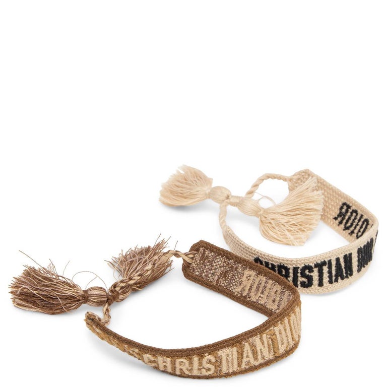CHRISTIAN DIOR beige and tan J'ADIOR OBLIQUE CANVAS FRIENDSHIP Bracelet Set  of 2 at 1stDibs | dior bracelet, dior thread bracelet, dior bracelet set