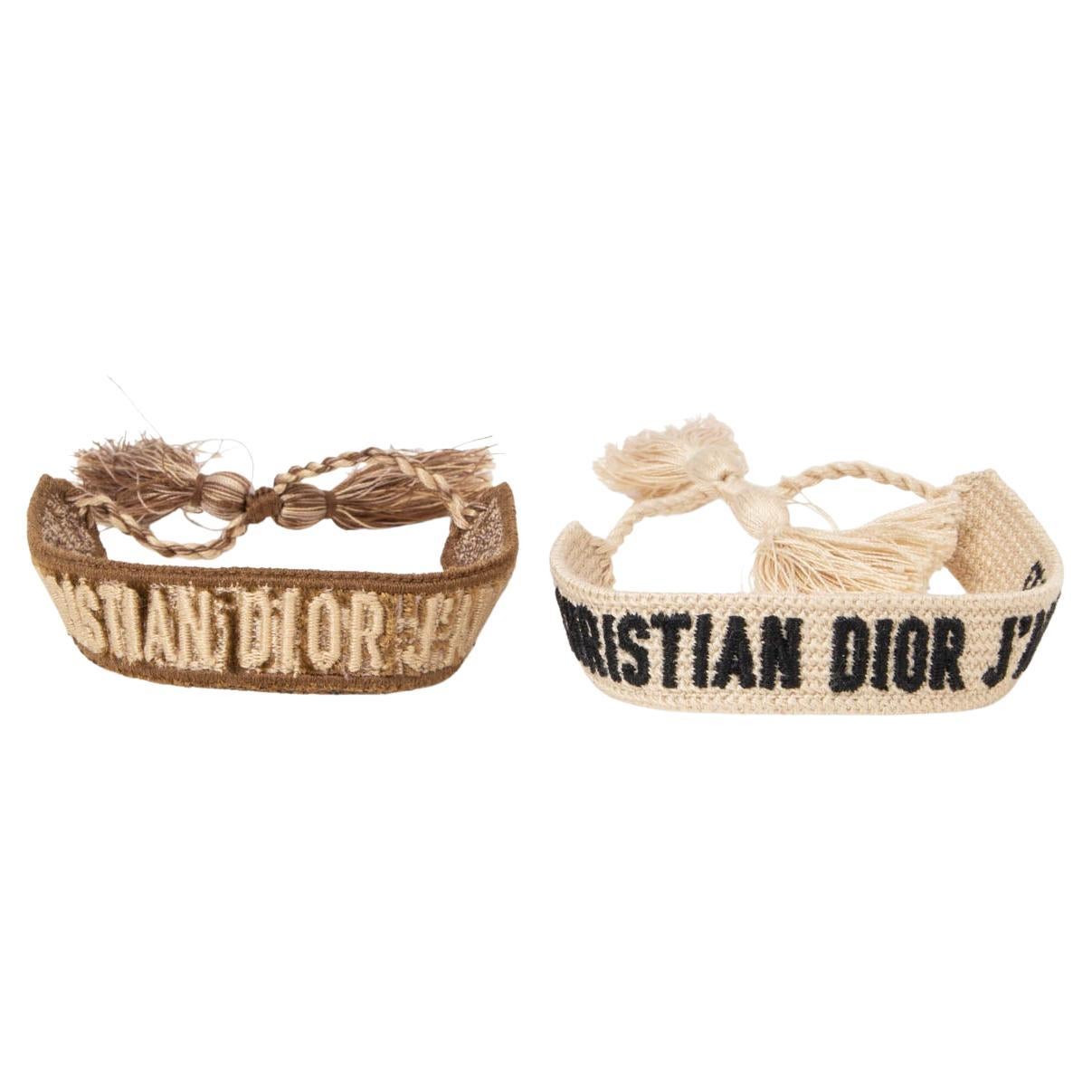 CHRISTIAN DIOR beige and tan J''ADIOR OBLIQUE CANVAS FRIENDSHIP Bracelet  Set of 2 sur 1stDibs | bracelet dior noir