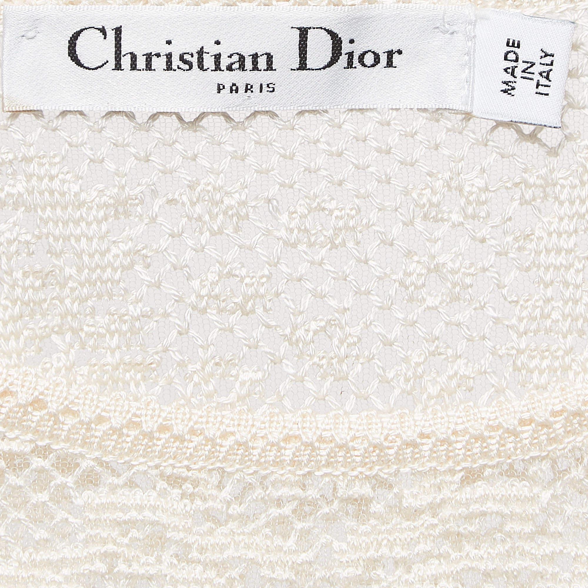 Christian Dior Beige Tulle and Crochet Emi Sheer Top M 4