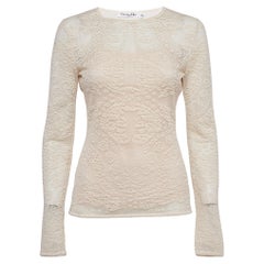 Christian Dior Top Emis en tulle et crochet beige M.