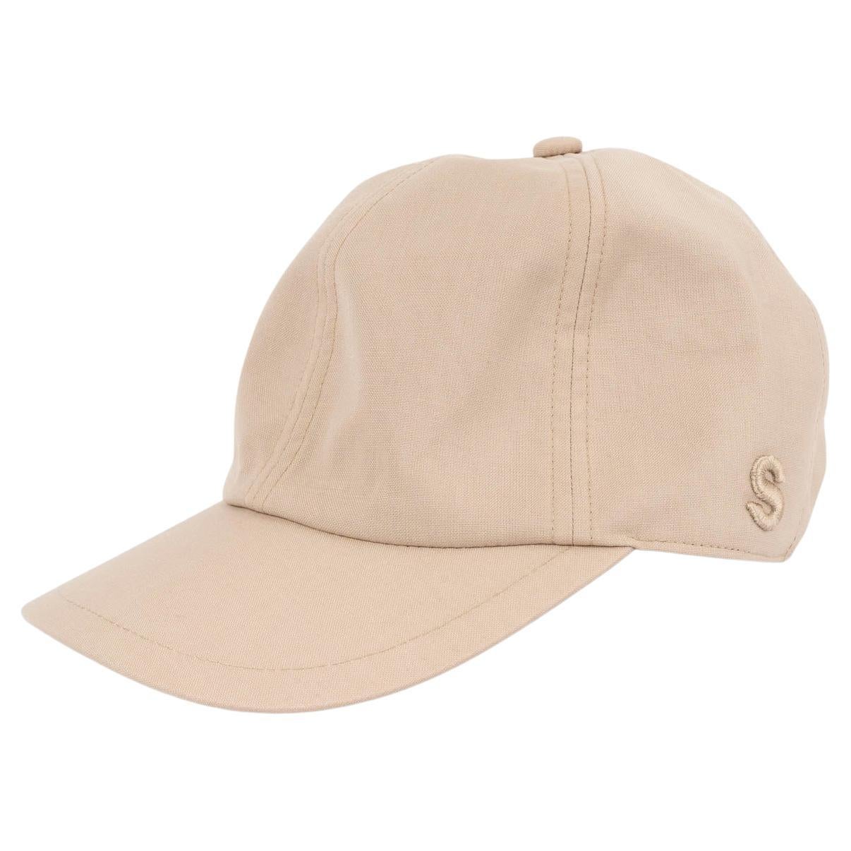 CHRISTIAN DIOR beige wool DRAWSTRING Baseball Cap Hat 2 56 For Sale