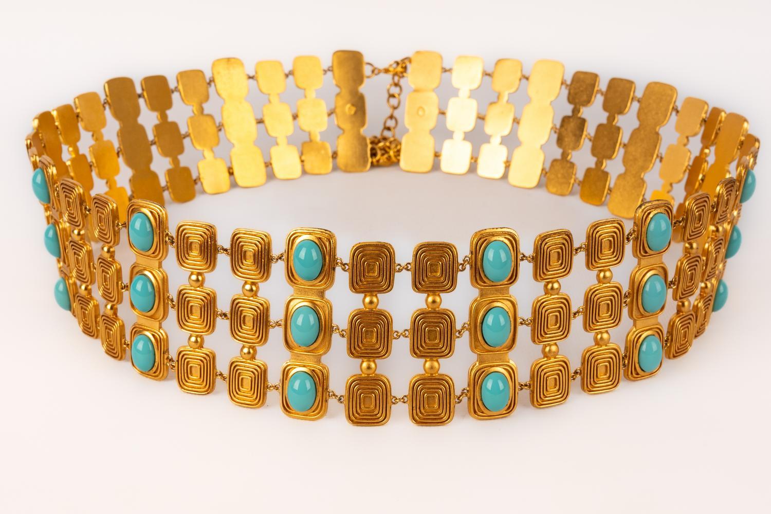 Christian Dior Belt with Blue Glass Paste, circa 1995/2005 In Excellent Condition In SAINT-OUEN-SUR-SEINE, FR