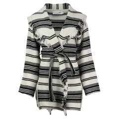 Christian Dior Belted Fringed Striped Wool Cardigan FR 40 UK 12