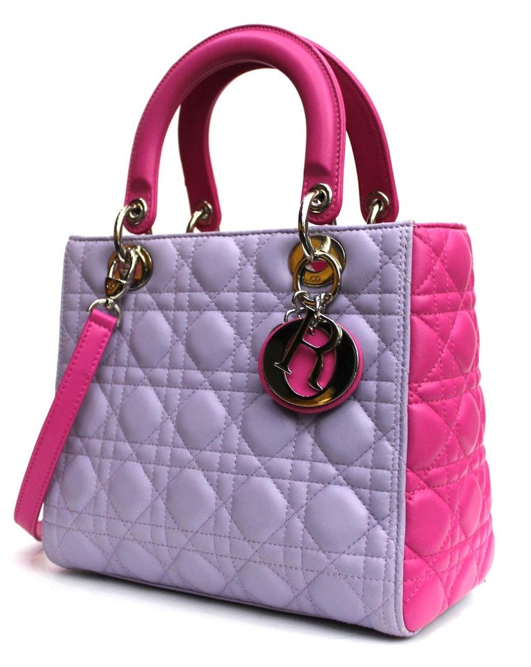 Christian Dior Bi-Color Cannage Quilted Lambskin Leather Medium Lady ...