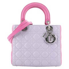 Christian Dior Bicolor Lady Dior Bag Cannage Quilt Lambskin Medium