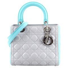 Christian Dior Bicolor Lady Dior Tasche Cannage Gestepptes Lammfell Medium
