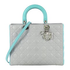 Christian Dior Bicolor Lady Dior Handbag Cannage Quilt Lambskin Large