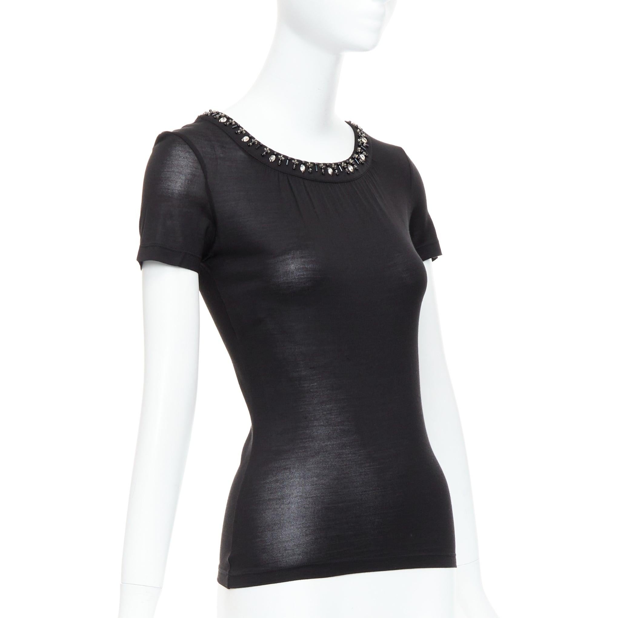 Noir Chemise noire CHRISTIAN DIOR 100% soie verre PVC col perlé FR36 S en vente