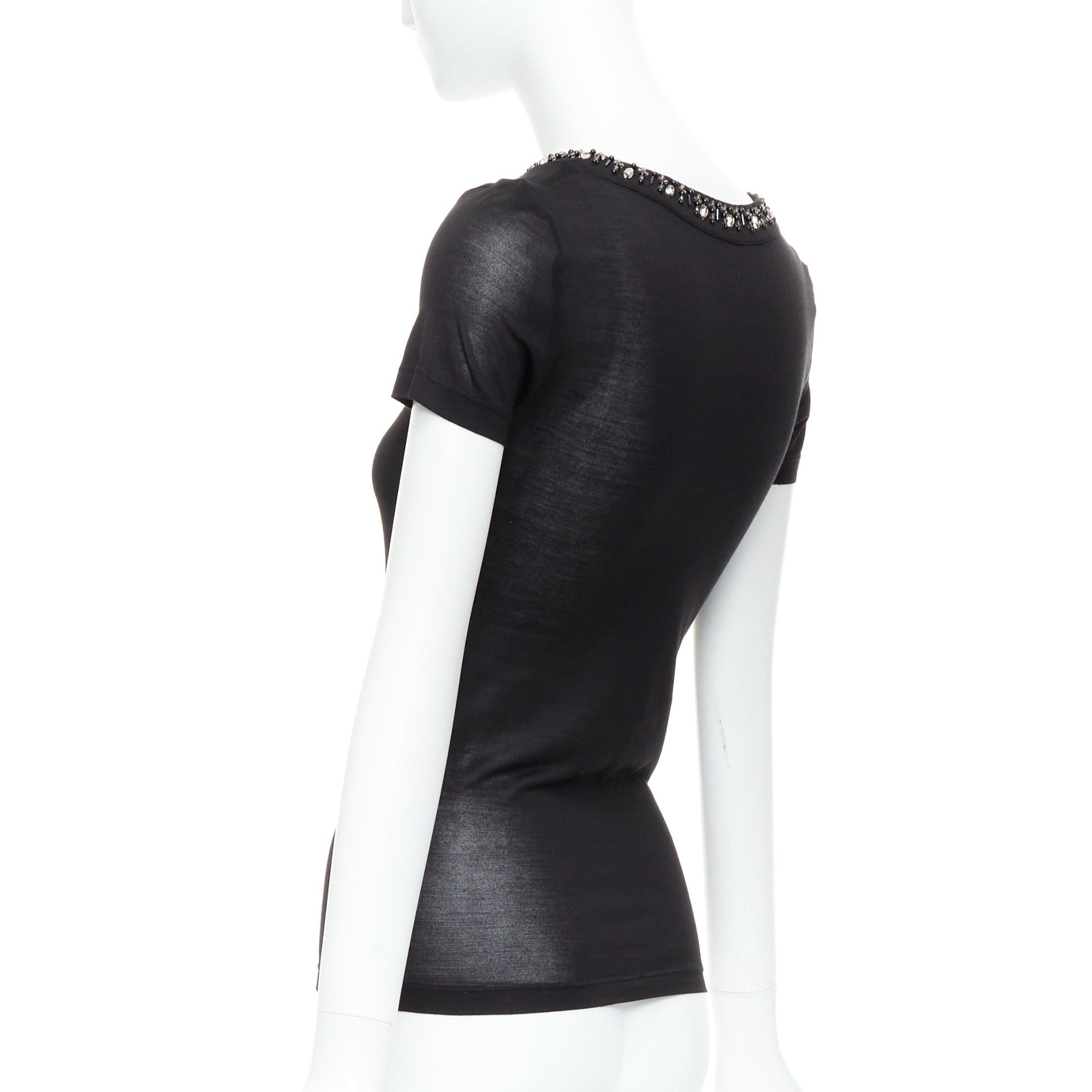 Chemise noire CHRISTIAN DIOR 100% soie verre PVC col perlé FR36 S en vente 1